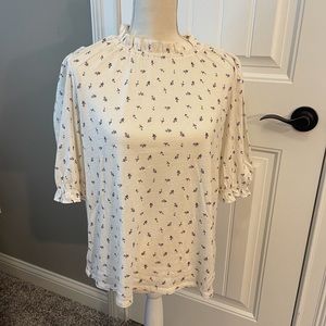 Loft Outlet Floral Ruffle Puff Sleeve Top - Large - NWOT